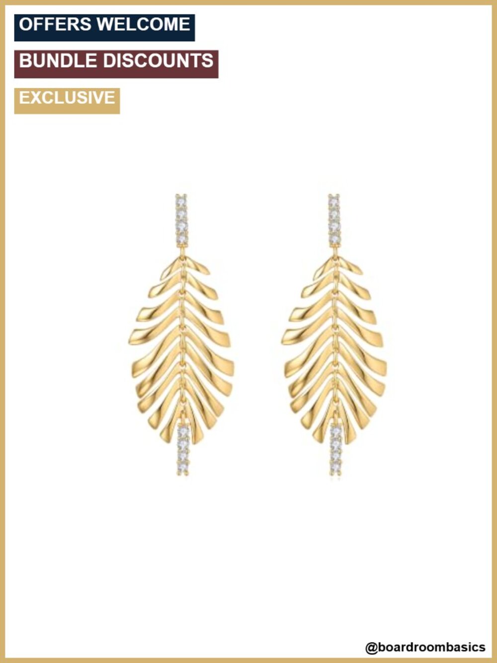 Gold Plated Chandelier Earrings Feather Leaf Dangle Drop for Women